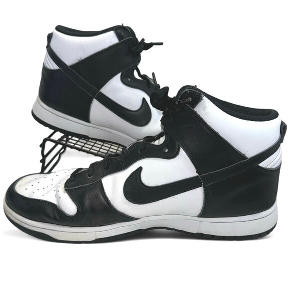 Nike Dunk High Top Retro “Panda” Black White Leather Basketball Shoes men sz 13 - Picture 1 of 8